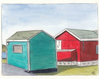 Gaspe Beach Huts - Percé Rock - Quebec Seaside