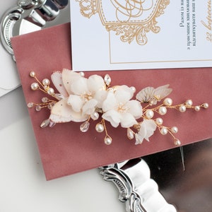 Silk flower hair clips Bridal ivory butterflies hair accessory for bride hair piece Wedding jewelry pearls accessory