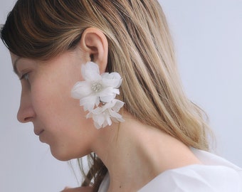 big flower earrings drop statement floral earrings large flower