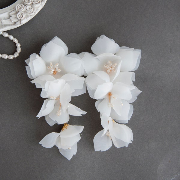 White Flower Earrings Etsy