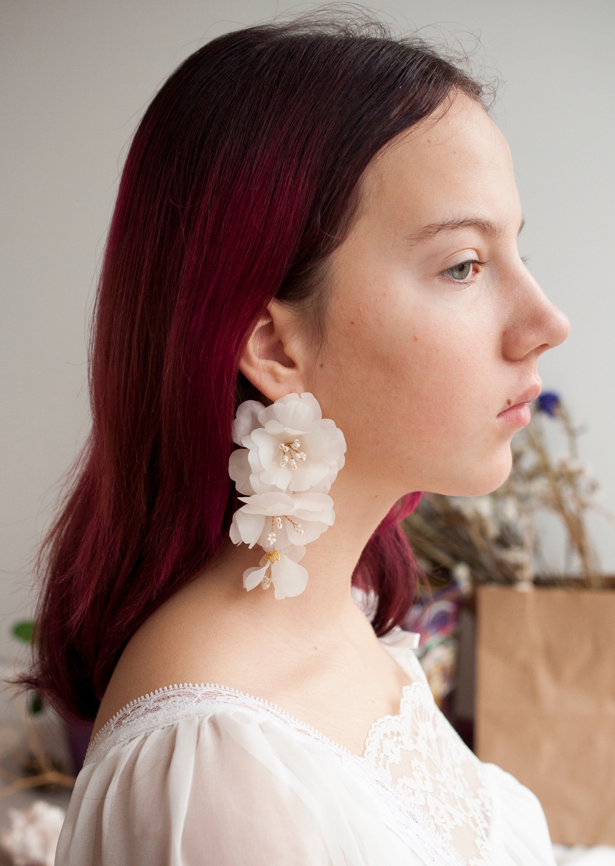 Silk on sale flower earrings