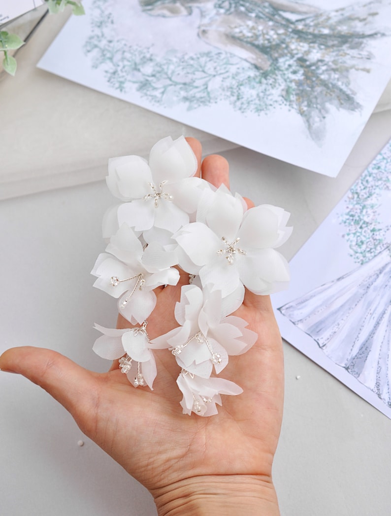 White flower earrings statement earrings bridal floral Etsy