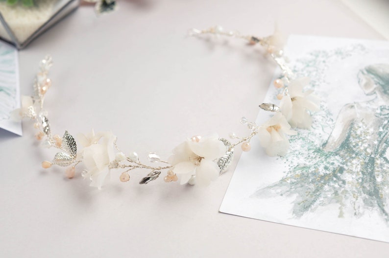 Bridal Silk Flower Hair Vine Floral Hair Vine Ivory Bridal Etsy