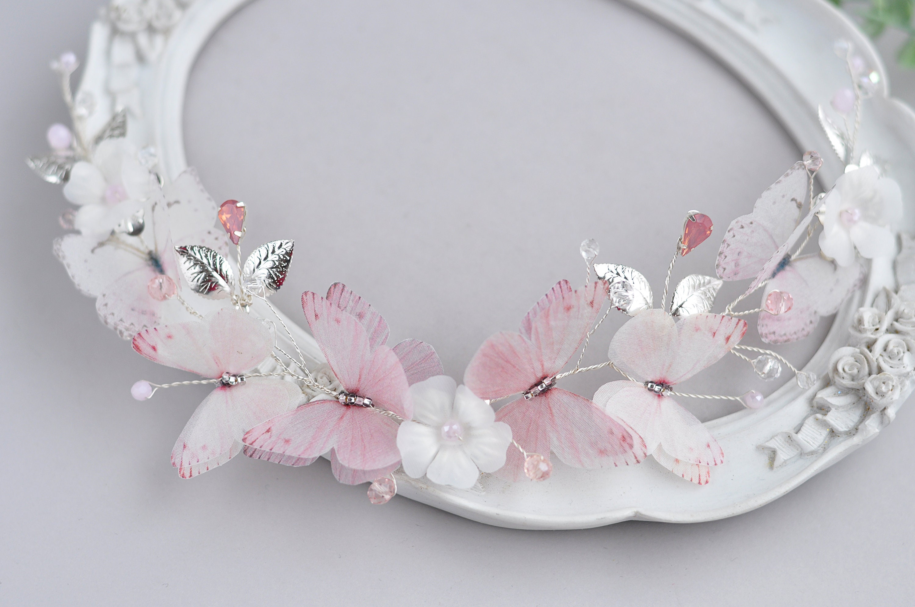 Blush pink hair accessories Blush butterfly pink hair piece Etsy