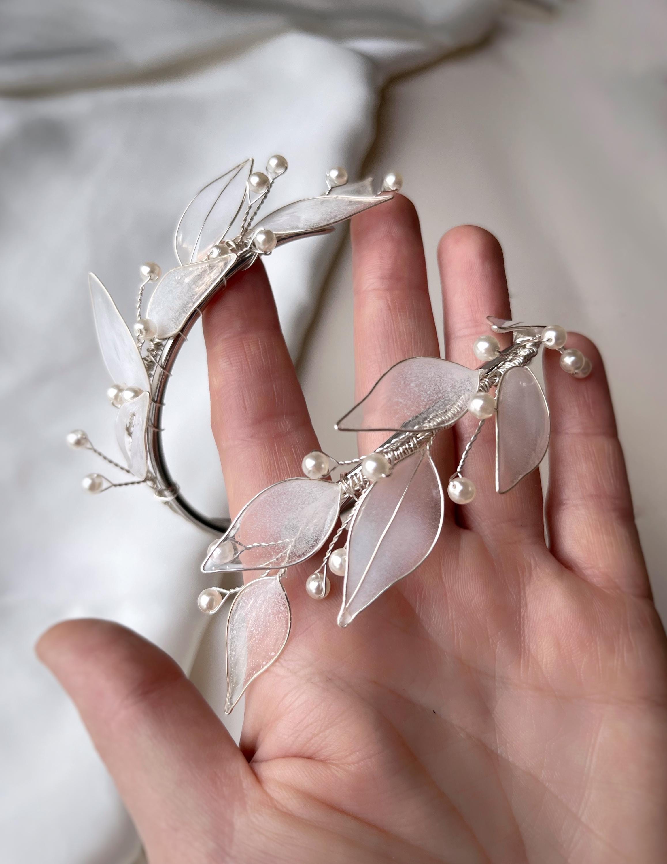 Hochzeit Arm-Band Manschette Ober Perlen Braut Manschette Armband Braut Accessoire Braut Körperschmuck verstellbare Blätter Bracele Einzigartige weiße Boho Manschette