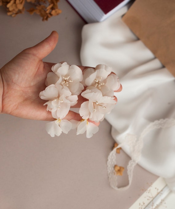 Floral Big Earring Long Flower Earrings Silk Flower Earring