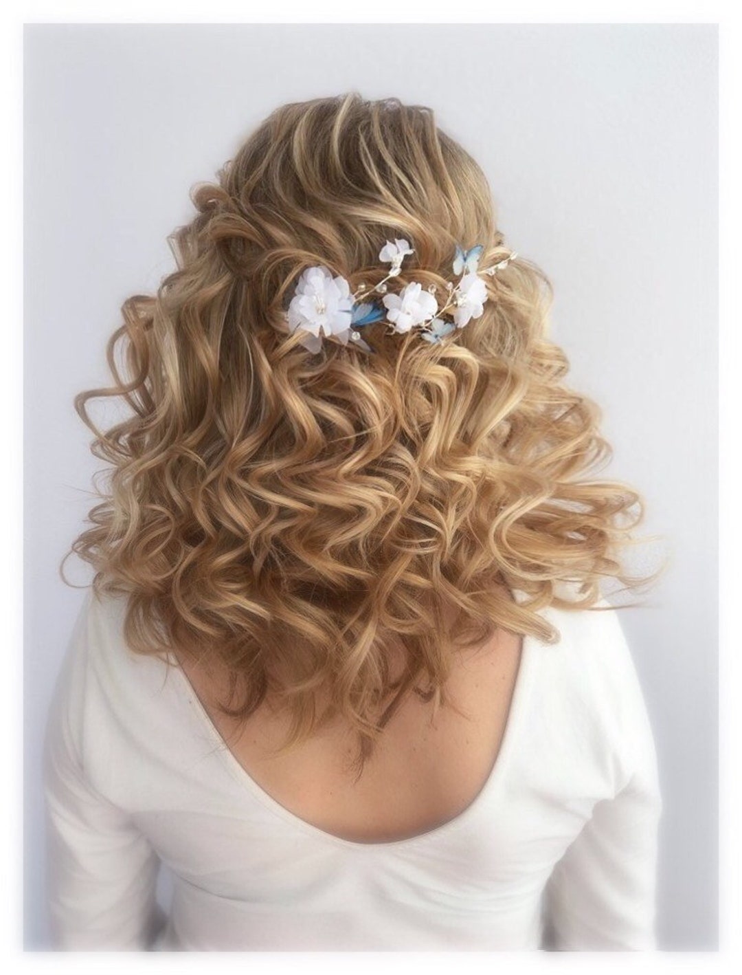 Blue Butterflies Hair Pins Bridal Floral Hair Piece Wedding Hair