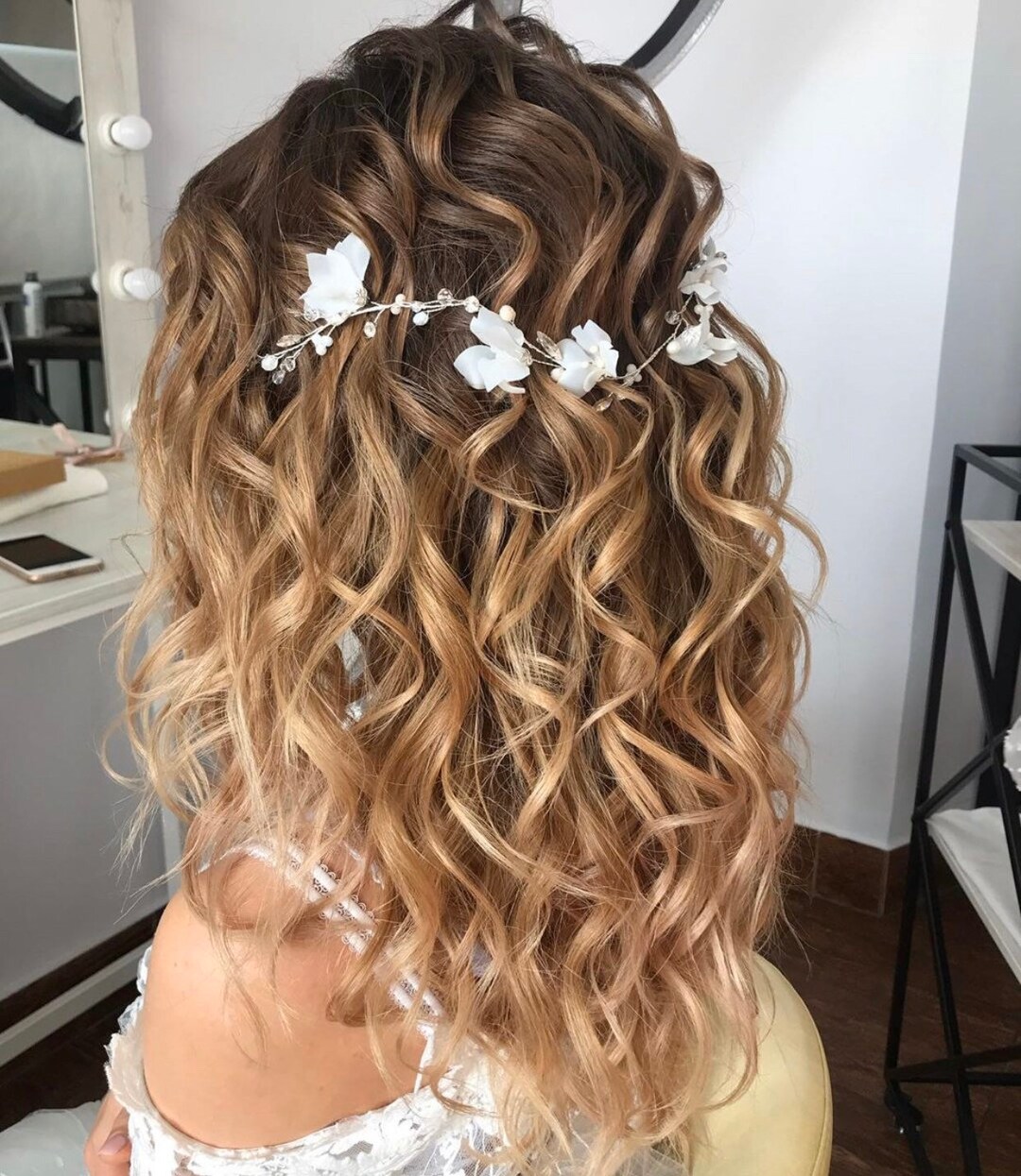 Bridal Silk Flower Hair Vine Floral Hair Vine Ivory Bridal Etsy
