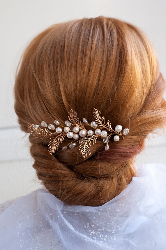 Forcine Capelli Con Perle Per Sposa - Accessori Vintage Oro E Perle Per Matrimonio - Foto 2