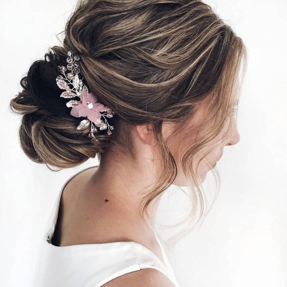 Pale Pink Silk Flower Hair Accessories Pink Hair Comb Blush Etsy