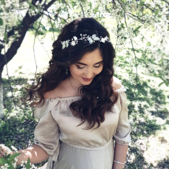 Butterfly Headpiece Bridal Hair Vine Silk Butterfly Ivory Etsy