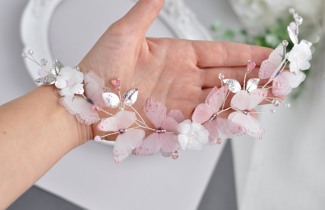 Blush Pink Hair Accessories Blush Butterfly Pink Hair Piece Etsy