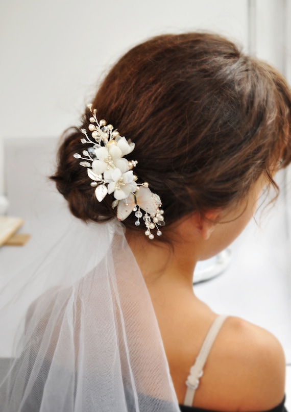 Fermaglio Per Capelli Da Sposa Con Fiori Di Cristallo E Perle - Accessorio Elegante Per Matrimoni E Occasioni Speciali - Foto 4