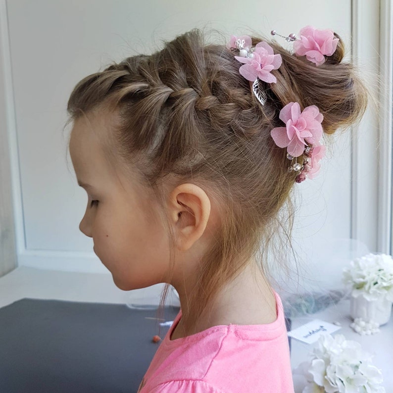 Flower Hair Accessories Flower Girl Hair Clips Pink Floral Hair Pin Silk Hair Piece