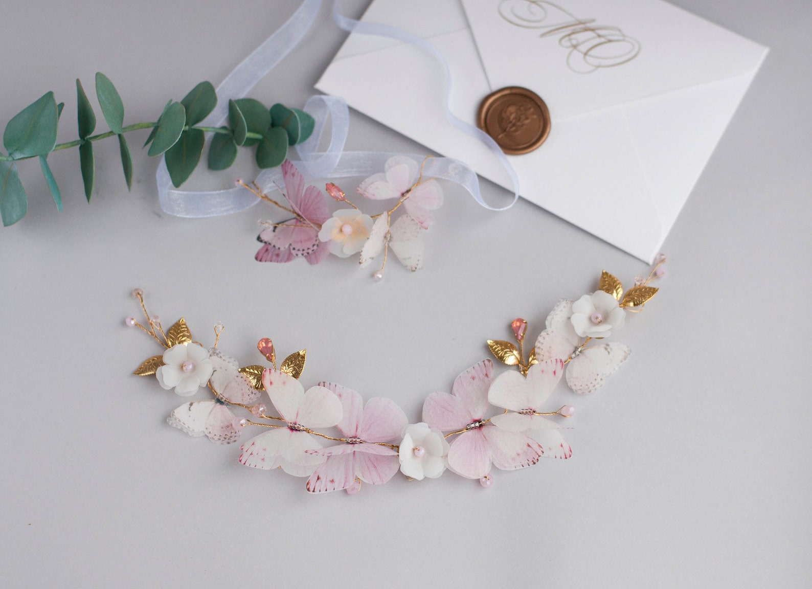 Blush pink hair accessories Blush butterfly pink hair piece Etsy