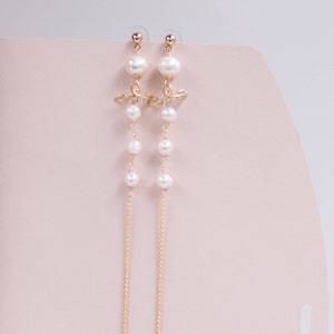 Gold 14K pearl earrings long drop earrings dangle bride earrings pearls chain earrings baroque pearl earrings bridal earrings boho wedding image 7