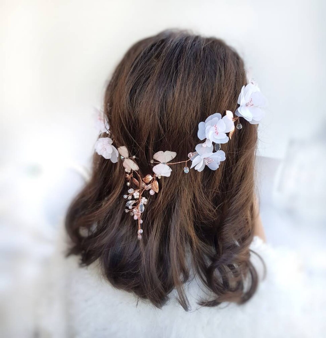 Rose gold hair vine wire accessories flower butterfly Etsy