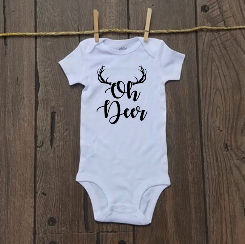Oh Deer Onesie\u2122 Free Shipping Christmas Holiday baby announcement Cheerful Hunting Reindeer snowman Dear gerber\u2122 carter\u2122