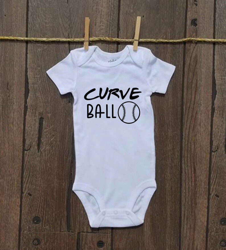 Curve ball Onesie\u2122 rainbow baby invitro IVF announcement onesie plot twist