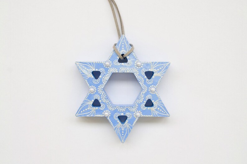 Ornament for Jewish holidays Blue Star of David with pearls Etsy