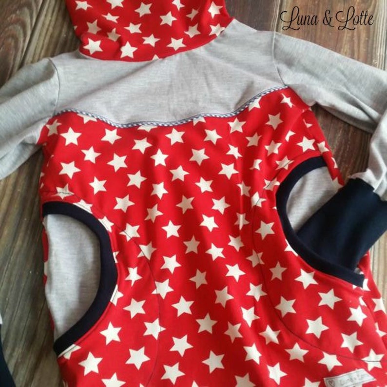 Star Sweater Red grey with loop collar 50-164
