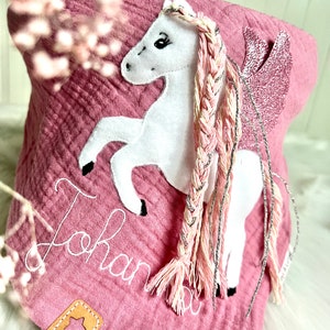 Pegasus glitter muslin cloth muslin cloth neckerchief embroidered in old pink or desired color image 8