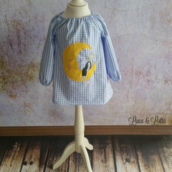 Tunika Hellblau Vichy Maus Auf Dem Mond La Le Lu Etsy