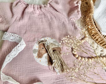 Muslin pony tunic for summer school enrollment birthday