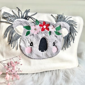 Koala Kindergarten Bag Cream Custom Name Plush Koala Bear Crib for Girls Kindergarten