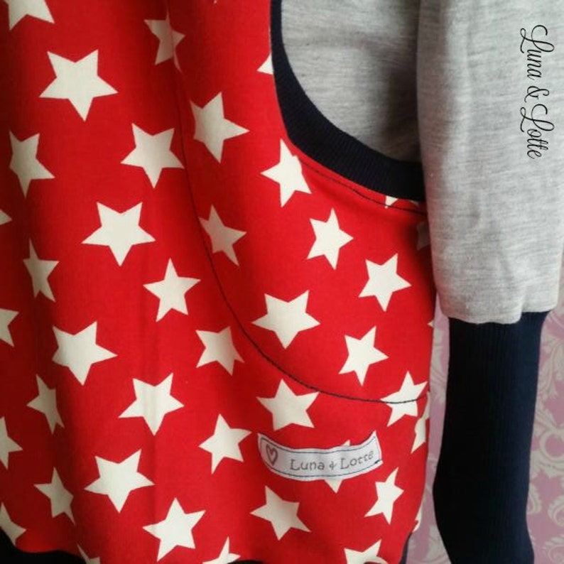 Star Sweater Red grey with loop collar 50-164