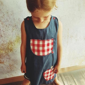 Dress Jeans Dungaree Dress blue Apple red Waldorf Gr. 56 140 image 5