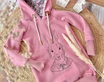 Hase Sweat Kleid Kordel Hasenkleid rosa altrosa Hase Bunny Preis ab 64,80 Euro