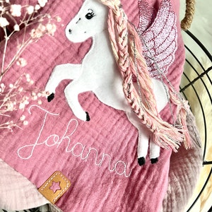 Pegasus glitter muslin cloth muslin cloth neckerchief embroidered in old pink or desired color image 6