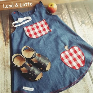 Dress Jeans Dungaree Dress blue Apple red Waldorf Gr. 56 140 image 10