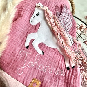 Pegasus glitter muslin cloth muslin cloth neckerchief embroidered in old pink or desired color image 4