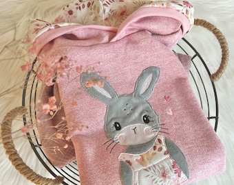 Hase Leni Hoodie Häschen rosa meliert für Mädchen Bunny Gr. 68/74 - 92/98