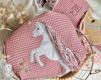 Old pink horse flower dress waffle pique Gr. 80 - 110