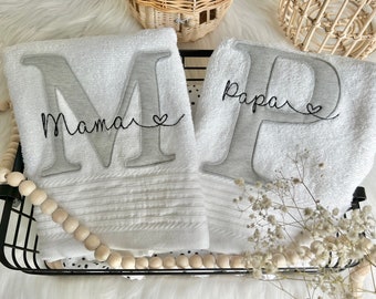 Towel personalized mom dad letter