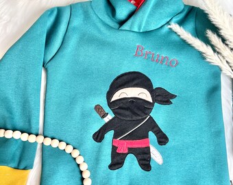 Ninja Hoodie Zipfel Kapuzenpullover Herbst autumn Hoodie petrol senf Zipelkapuze Winter Kinderhoodie 56 - 98