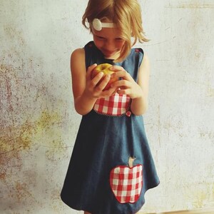 Dress Jeans Dungaree Dress blue Apple red Waldorf Gr. 56 140 image 7