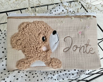 Price from 29,80 Euro Cute little bear bag cosmetic bag made of muslin beige toiletry bag