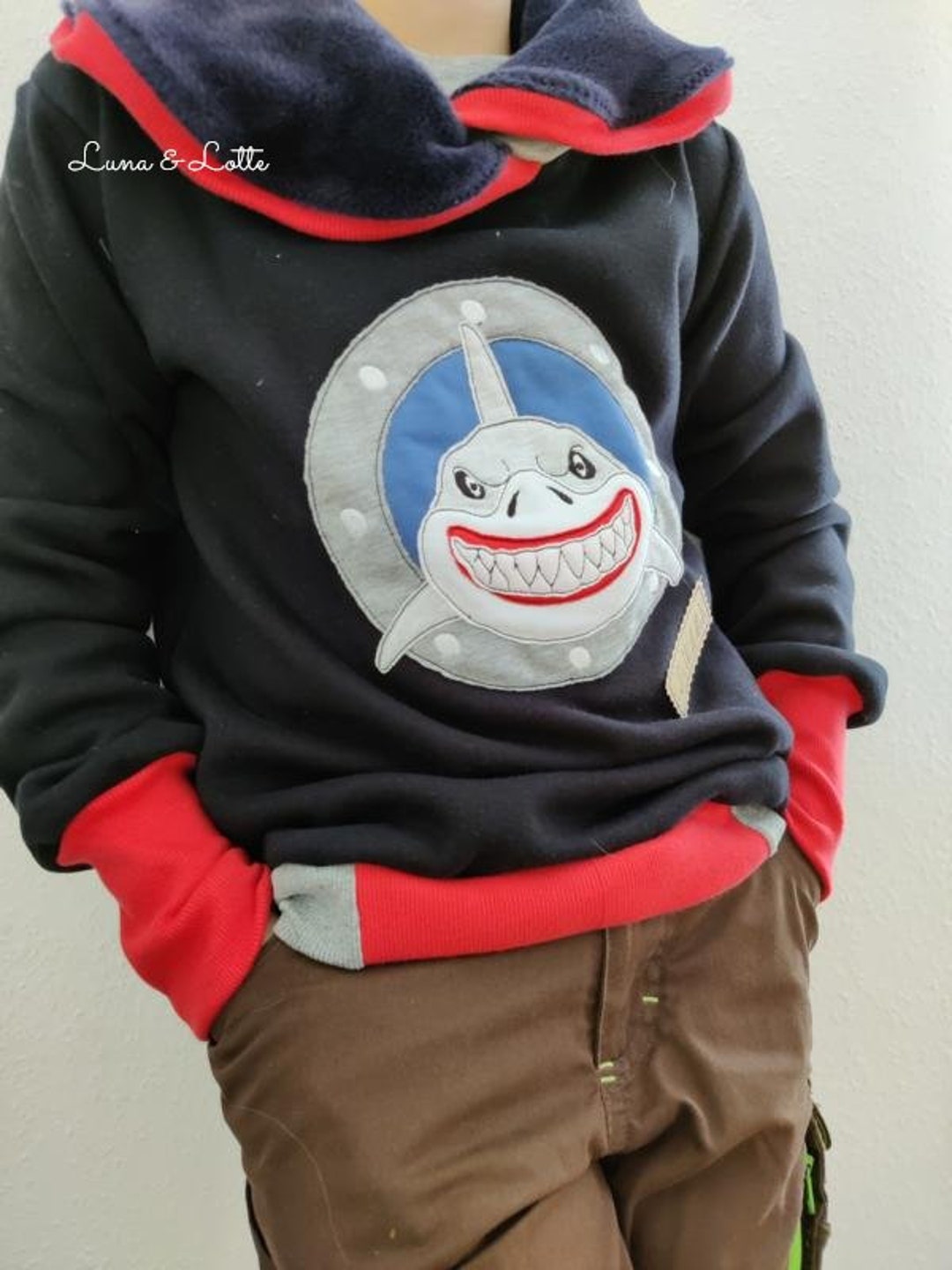 Suéter de tiburón tiburón sudadera de invierno sudadera azul maritim