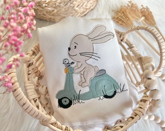 Bunny on the scooter beanie white