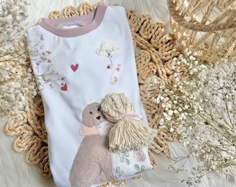 Drehkleid Sommer Geburtstag Hund mit Mädchen Gr. 80 -152