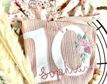 Birthday Number Hoodie old pink hole jersey flowers girls hoodie children's hoodie size 104 - 152