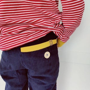 Pantalon dété en velours côtelé moutarde bleu foncé Pantalon bouton Bermuda Short Wide Corduroy image 9