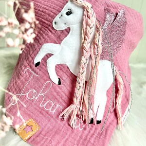 Pegasus glitter muslin cloth muslin cloth neckerchief embroidered in old pink or desired color image 7