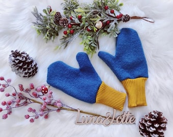 Winter Woll Handschuhe für Mädchen oder Damen Wolle Walk petrol Waldorf