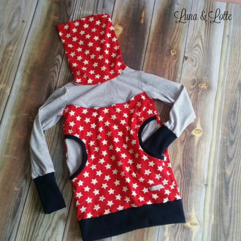 Star Sweater Red grey with loop collar 50-164