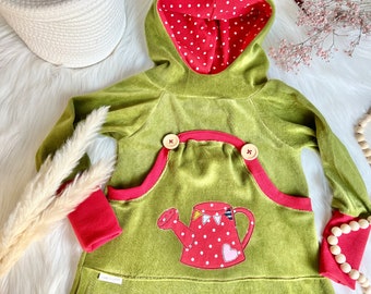 Kleid Zipfelkapuze Zipfelkleid für Mädchen Gieskanne Gartenmädchen hellgrün Nicki Knopf Waldorf